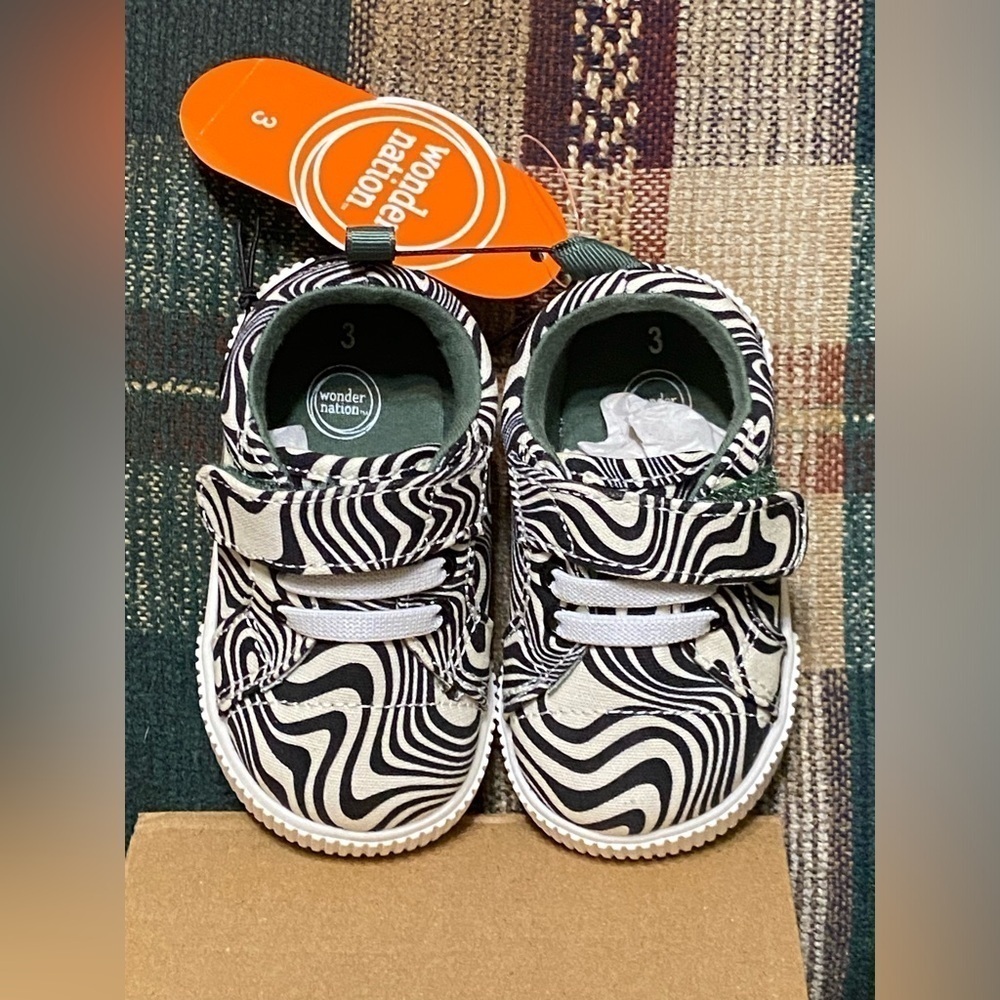 Infant Boys Casual Black White Zebra Print Canvas Shoes